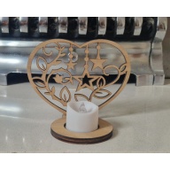 Wooden Heart Tealight Holder