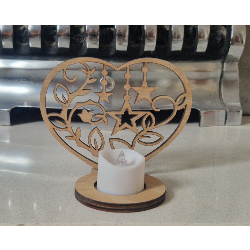 Wooden Heart Tealight Holder