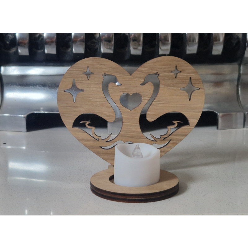 Wooden Heart Tealight Holder