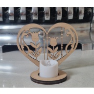 Wooden Heart Tealight Holder