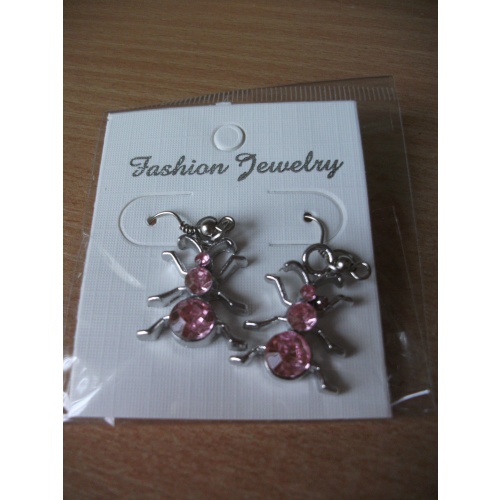 Spider 1 inch Drop Dangle Earrings **Pink Gem"" Brand New & Sealed