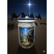 Jesus Birth in Manger Handmade Christmas Gift Jar with LED Tealight