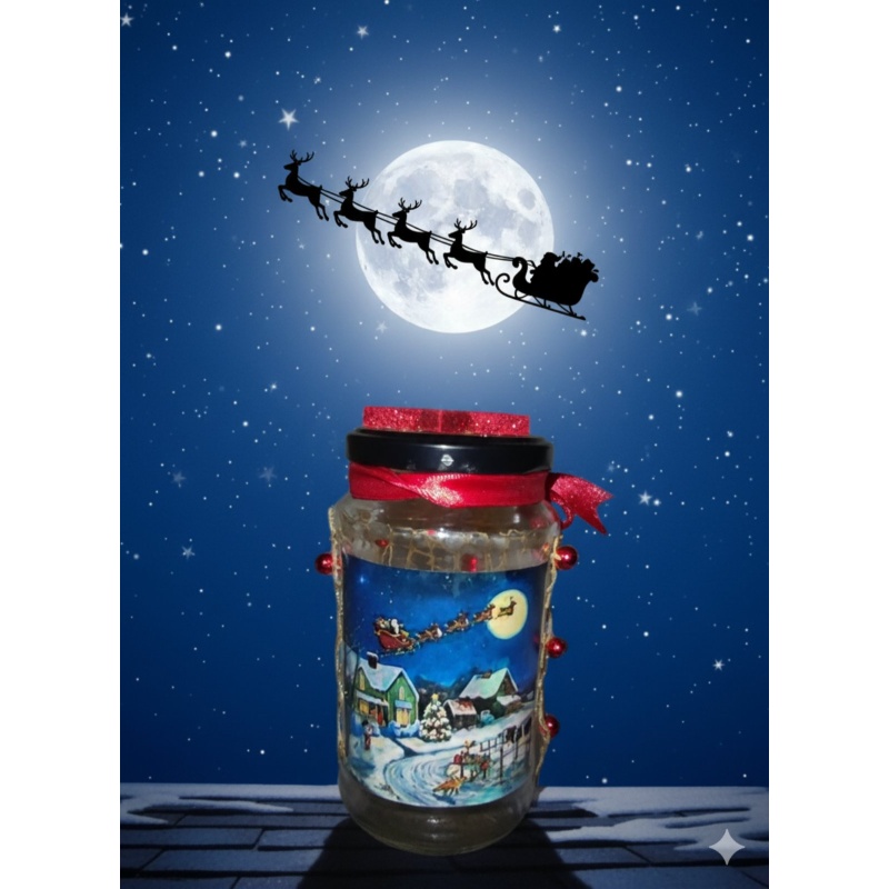 Santa Claus is Coming to Town Decoupage Jar: A Festive Delight of Christmas Magic