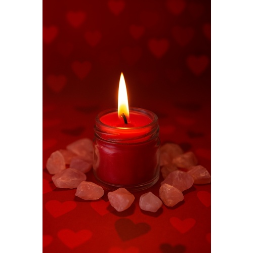 Glass Jar with Red Candle & Essential Oils