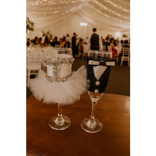 Bride & Groom Handmade Wedding Glasses Set – Elegant Decorative .