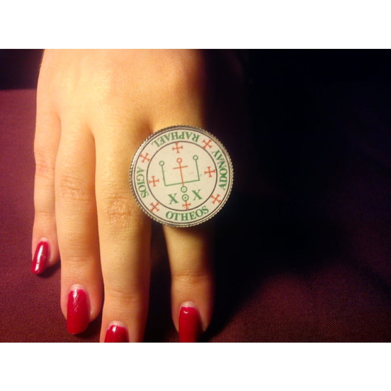 "Archangel Raphael Seal Adjustable Ring: A Symbol of Divine Healing, Protection, and Angelic Guidance"