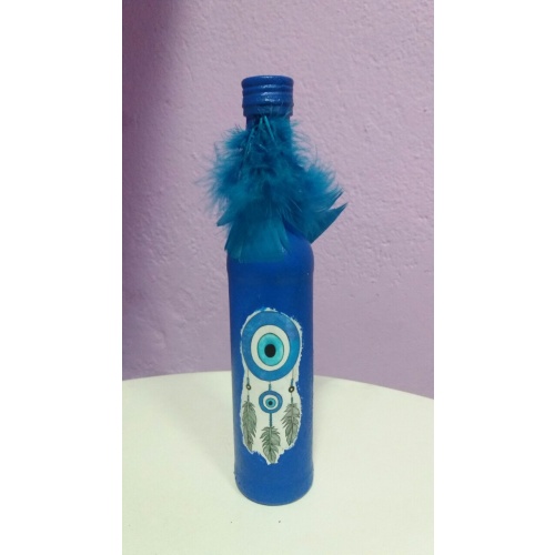 Dream catcher decoupage bottle. Decorated bottle handmade. Hand painted decor. Witchy Altar tool