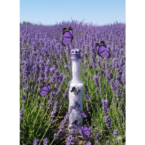 Lavender Aromatherapy Bath Salts - Handmade Spa Gift with clay Butterflies and Pure Essential Oil
