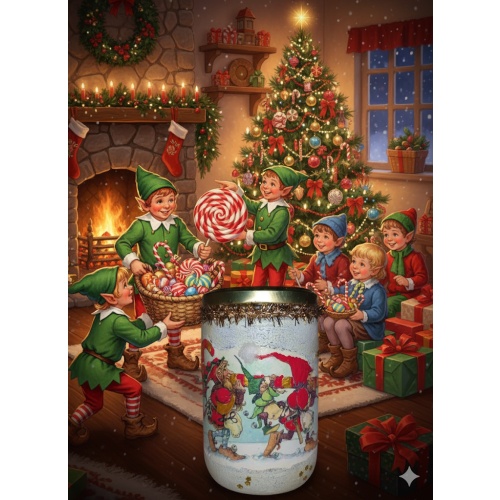 Santa’s Elves Magic Christmas Jar – With Candy Cane & Golden Stars !