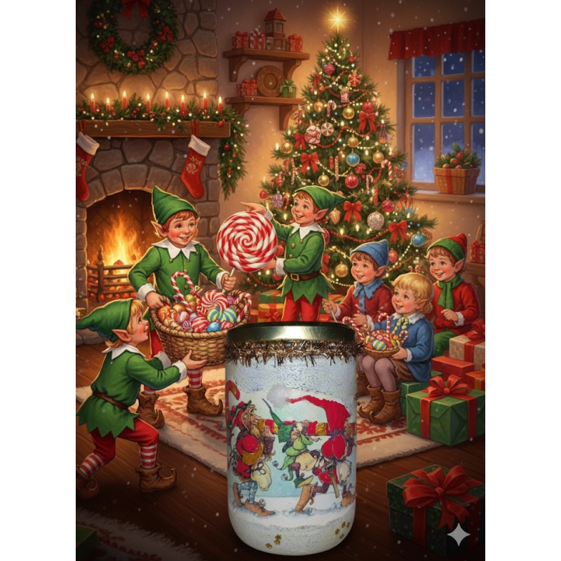 Santa’s Elves Magic Christmas Jar – With Candy Cane & Golden Stars !