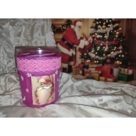 Charming Pink Christmas Jar – Santa Claus with Floral Accents