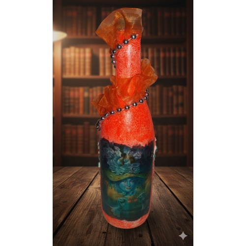 Love is blind Decoupage Bottle. Radiance of Love: A Mesmerizing