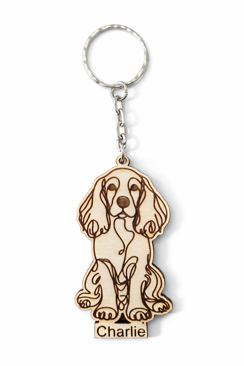 English Cocker Spaniel Wooden Key Ring
