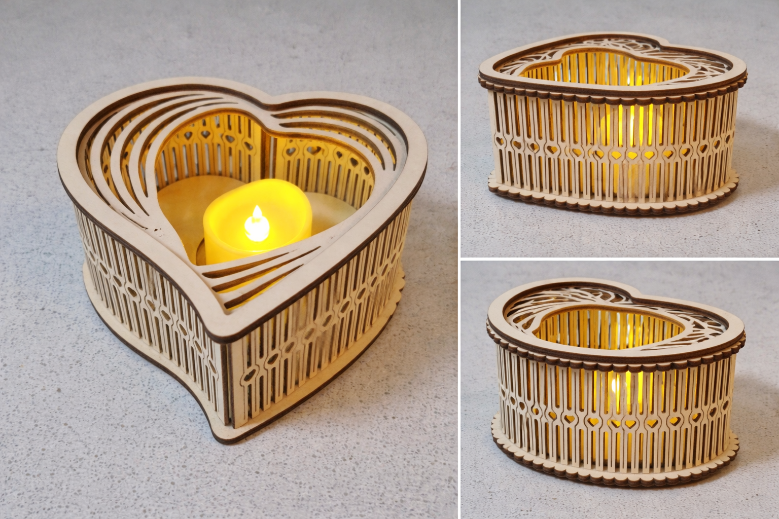 Wooden Heart Tealight Holder