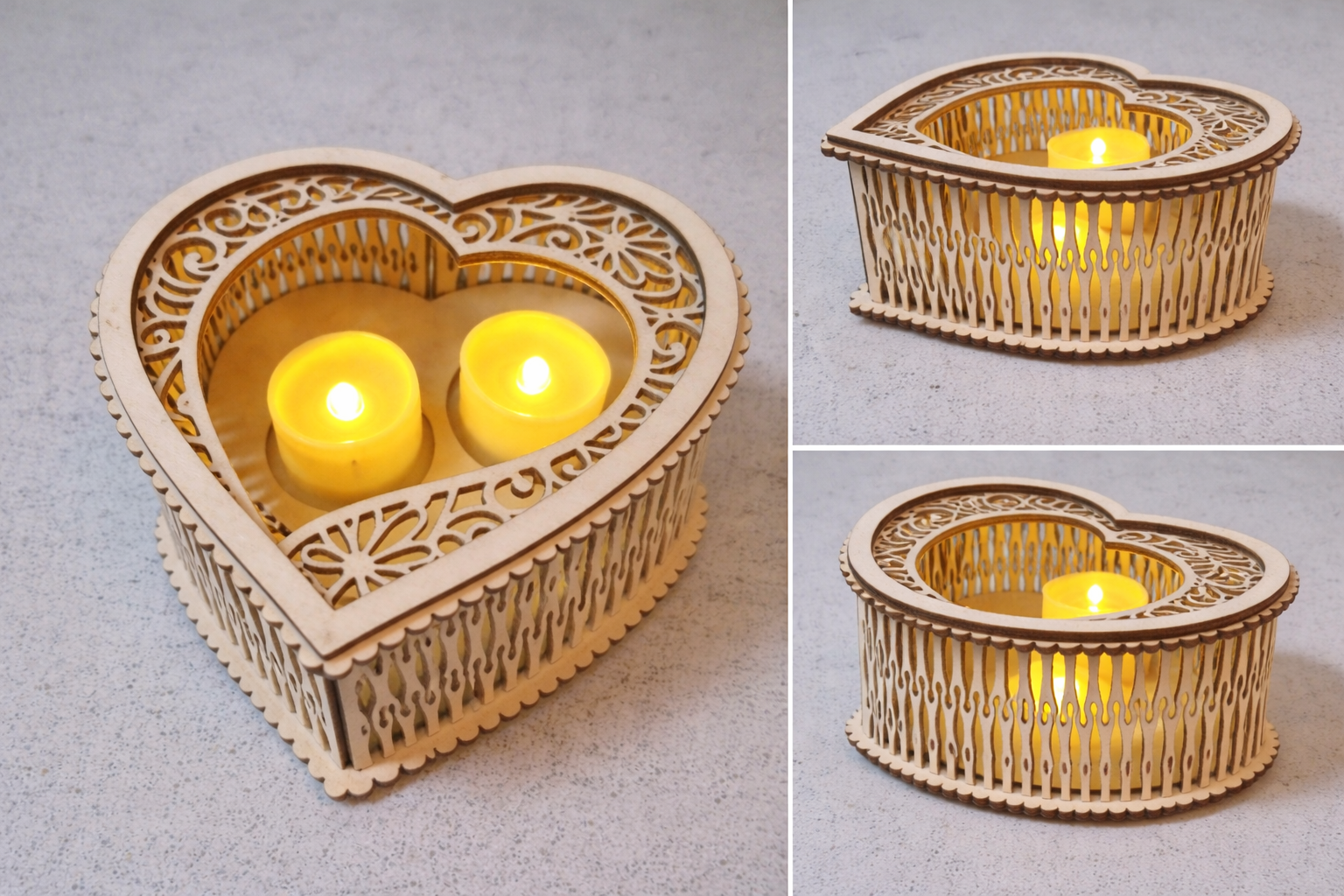Wooden Heart Tealight Holder