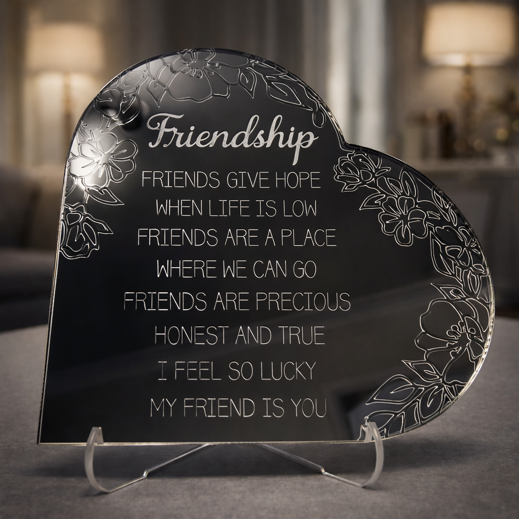 Mirrored Acrylic Friendship Plaque-Heart Design