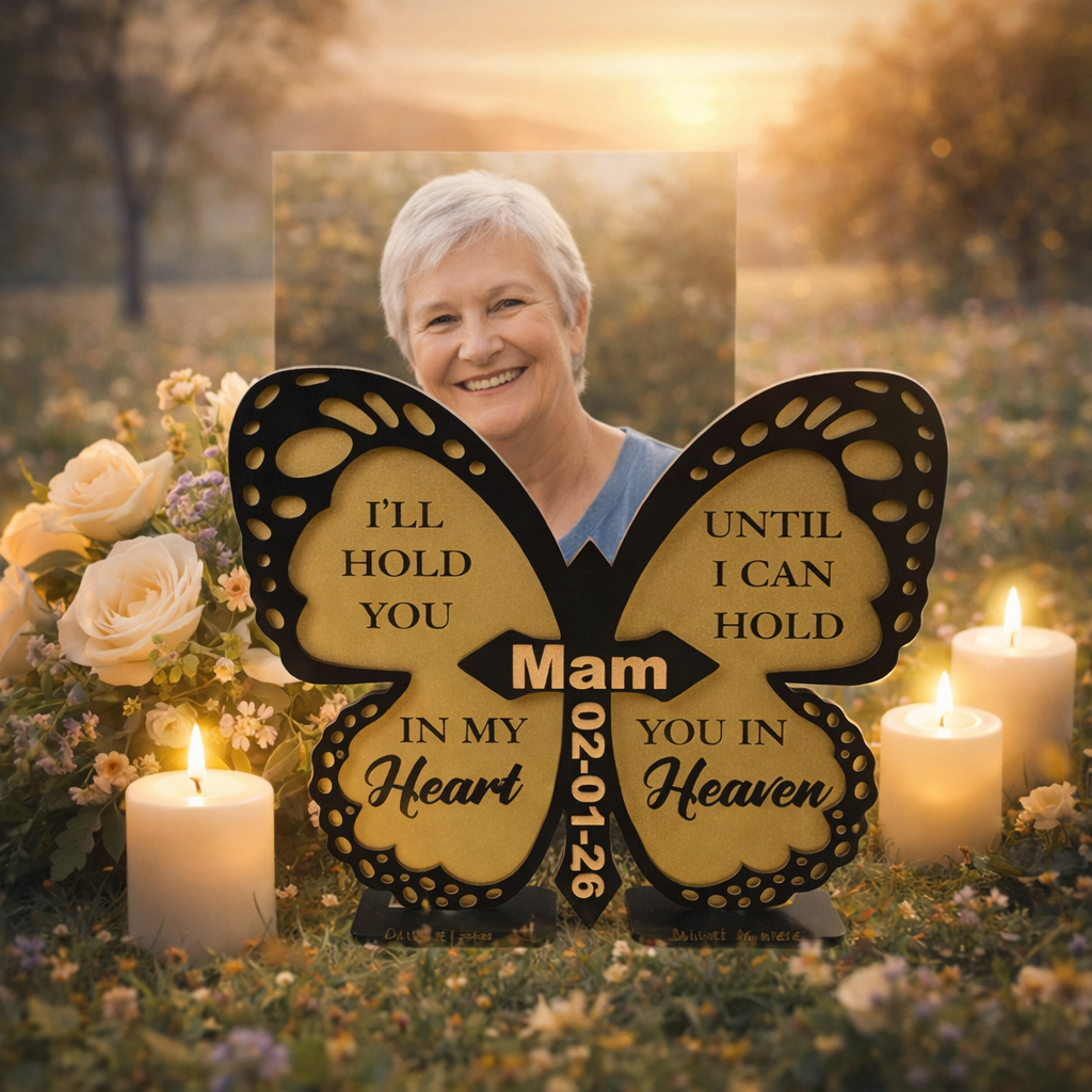 Personalised Butterfly Memorial Plaque-Black And Gold