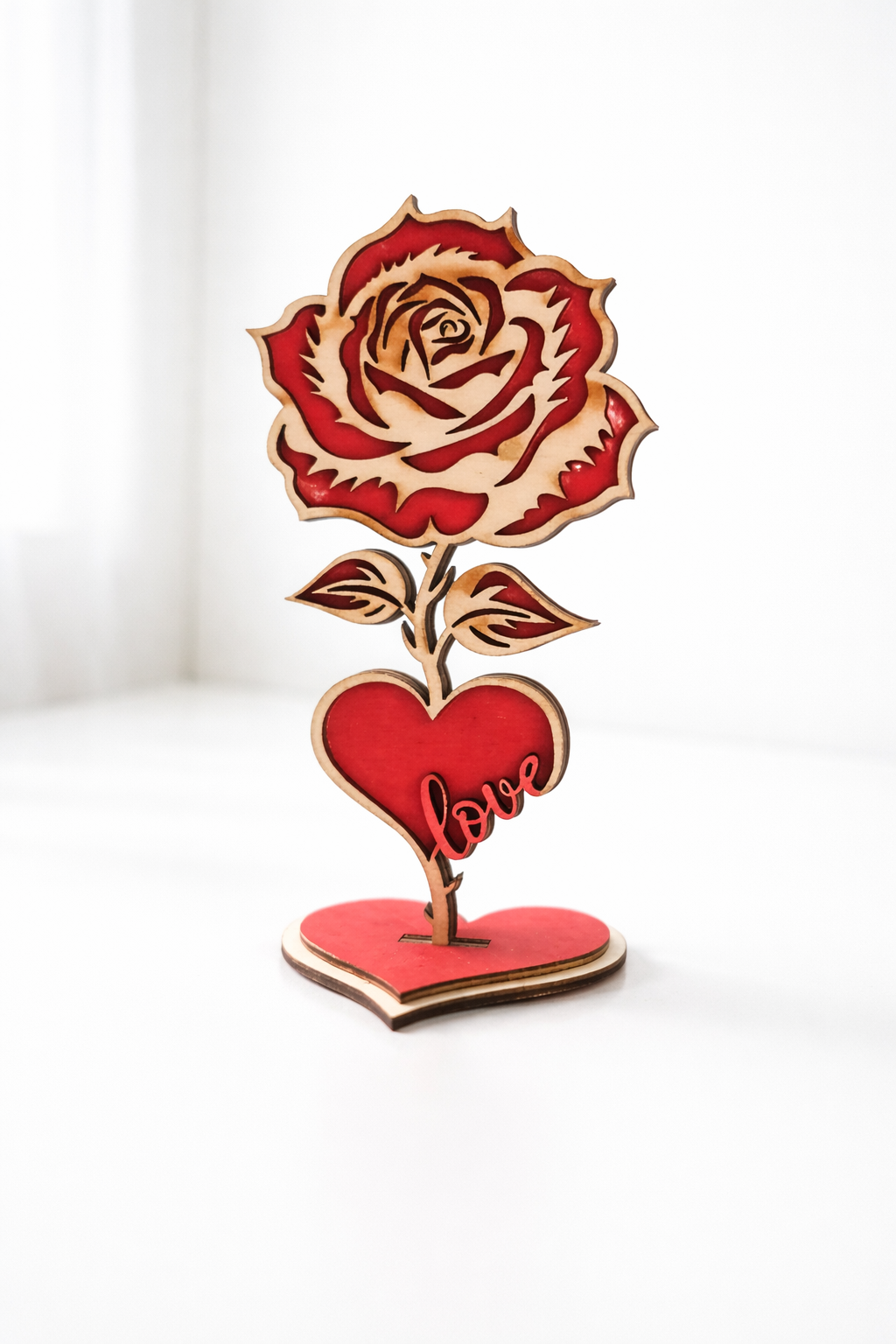 Wooden Rose Heart Ornament-3 Styles