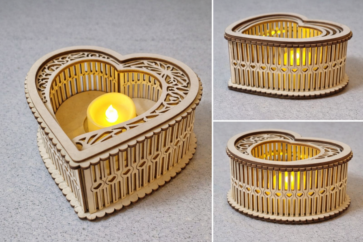Wooden Heart Tealight Holder