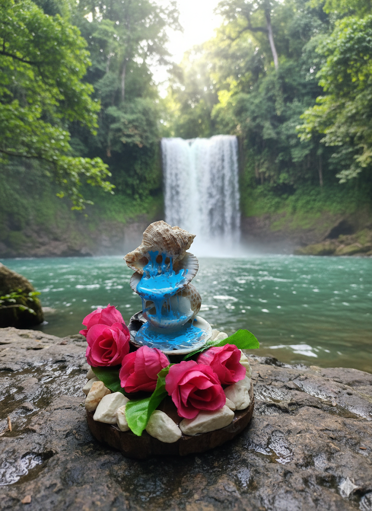 Handcrafted Decorative Piece: "Sea Breeze" with Seashells and Roses